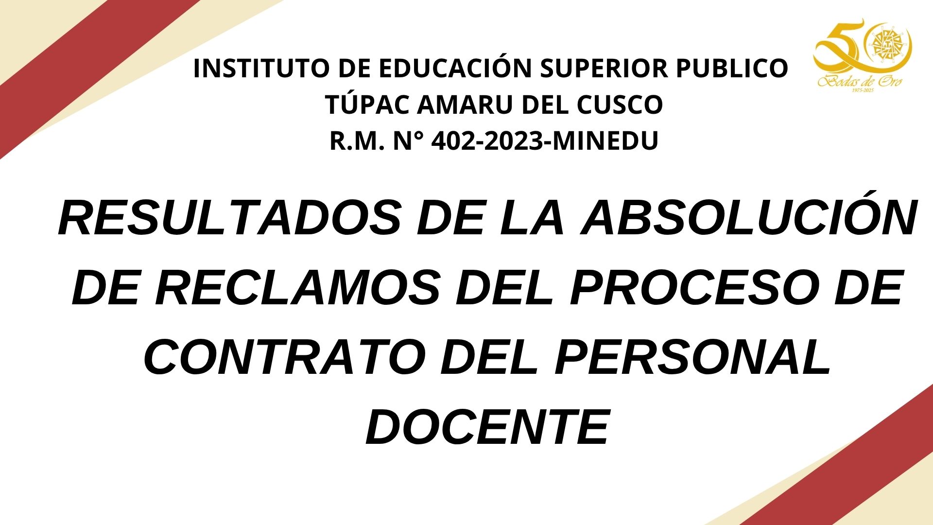 Resultados finales de absolución de reclamos